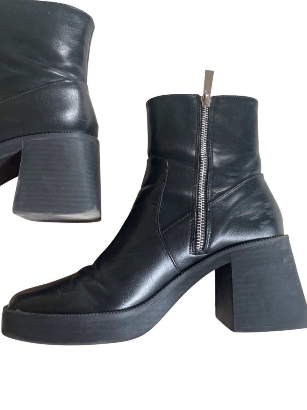 Princess Polly Lexus Chunky Block Heel Platform Ankle Boots Black Size 9 Goth - Picture 8 of 12